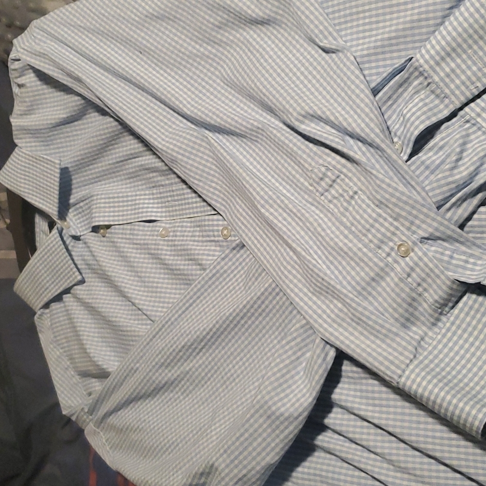 Long Sleeve Checkered Shirt Baby Blue